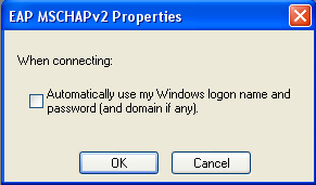 Screenshot: The 'EAP MSCHAPv2 Properties' window.