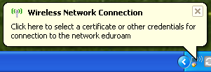 Screenshot: The yellow popup bubble.