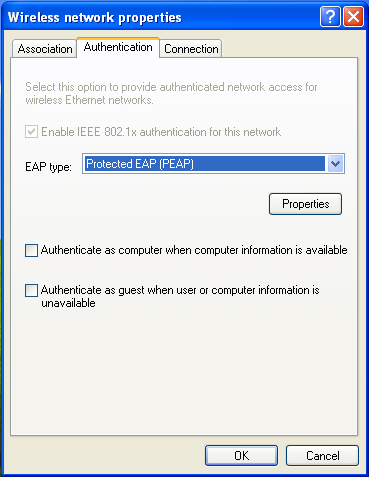 Screenshot: The connection properties window should now look like this.