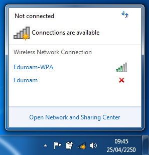 Picture of multiple wireless profiles in Windows 7