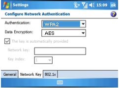 WM2005 wireless network settings