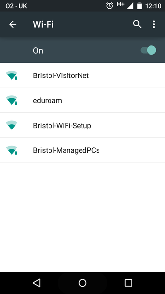 Android screenshot: List of Networks