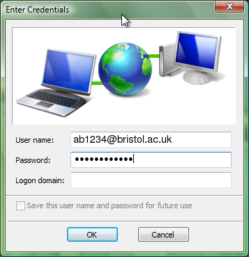 Credentials window
